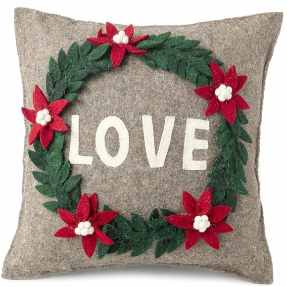 Arcadia Other - Arcadia Home Hand Felted Wool JOY - Wreath on Gray